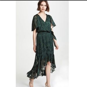 Forest Green Floral Silk Parker Dress Size S